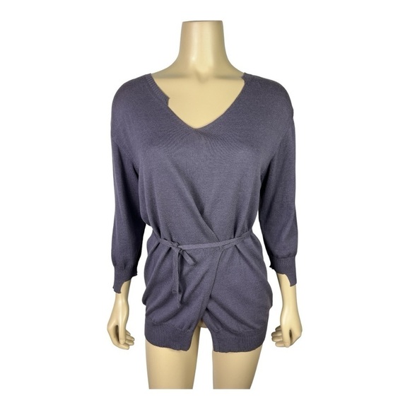 Crea Concept Wrap Knit Top Cotton Blend Purple Made in Italy Sz S - Picture 1 of 11